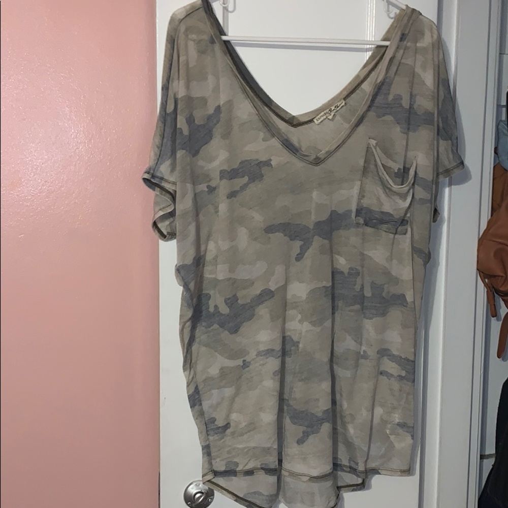 Express off the shoulder, slouchy tee
